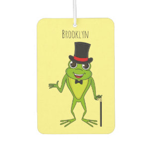 Funny frog with top hat cartoon car air freshener
