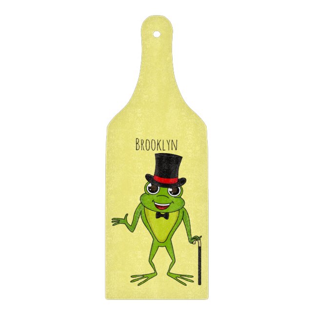 Funny frog with top hat cartoon cutting board (Front)