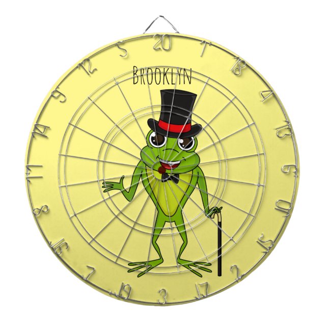 Funny frog with top hat cartoon dartboard (Front)