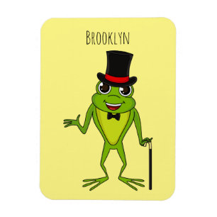 Funny frog with top hat cartoon magnet
