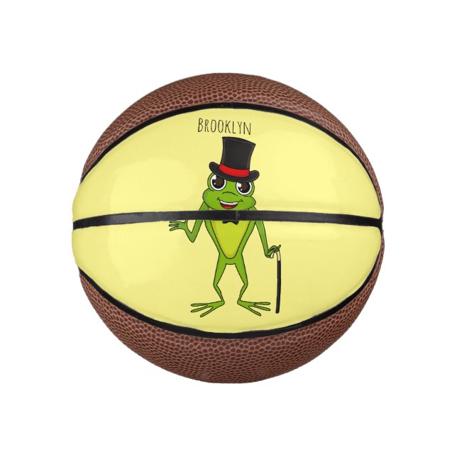 Funny frog with top hat cartoon mini basketball (Front)