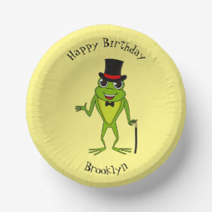 Funny frog with top hat cartoon paper plate