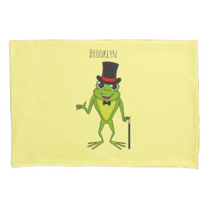 Funny frog with top hat cartoon pillowcase