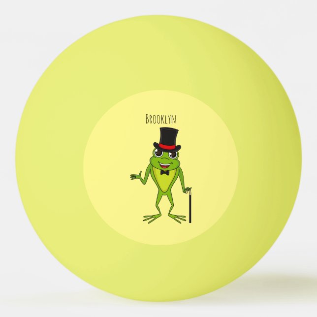 Funny frog with top hat cartoon ping pong ball (Front)