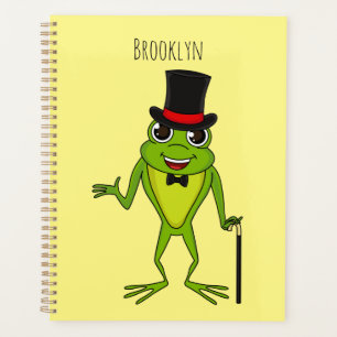 Funny frog with top hat cartoon planner