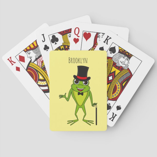 Funny frog with top hat cartoon playing cards (Back)