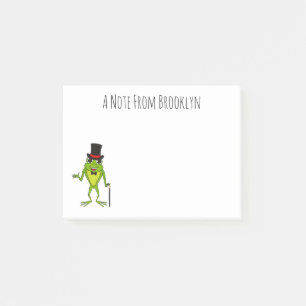 Funny frog with top hat cartoon post-it notes