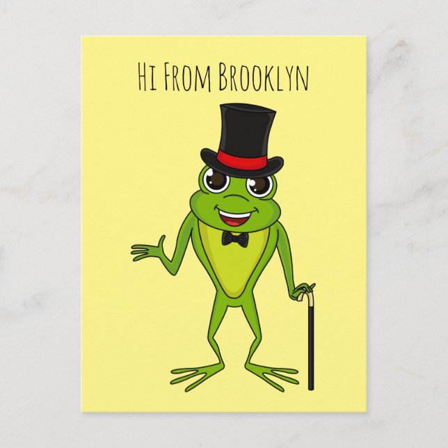 Funny frog with top hat cartoon postcard (Front)