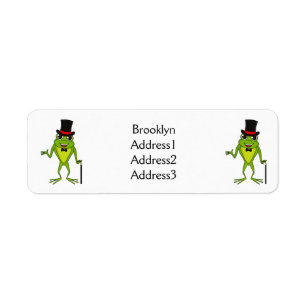 Funny frog with top hat cartoon return address label