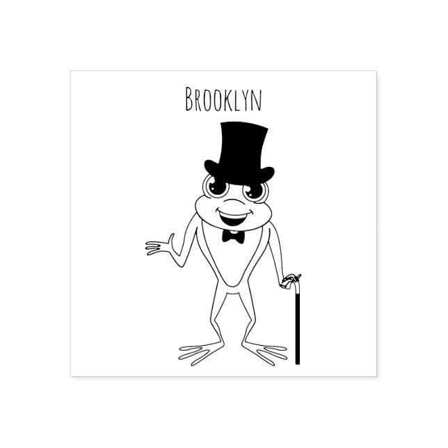 Funny frog with top hat cartoon rubber stamp (Imprint)