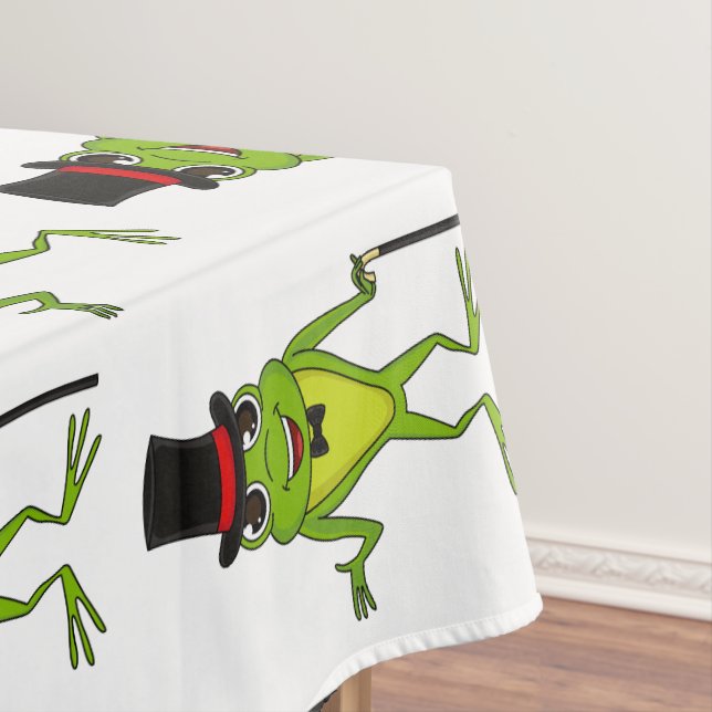 Funny frog with top hat cartoon tablecloth (In Situ)
