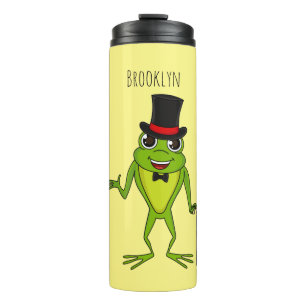 Funny frog with top hat cartoon thermal tumbler