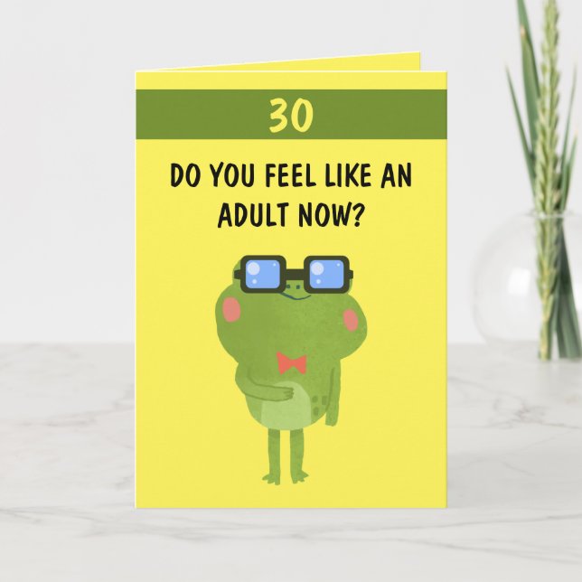 Funny Frog Yellow Custom Son 30th Birthday Card (Front)