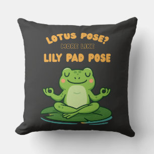 Funny Frog Yoga Cartoon Lotus Lily Pad Pose Design Cushion