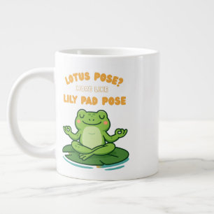 Funny Frog Yoga Cartoon Lotus Lily Pad Pose Design Large Coffee Mug