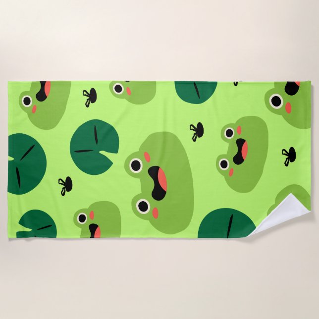Funny frogs beach towel (Front)