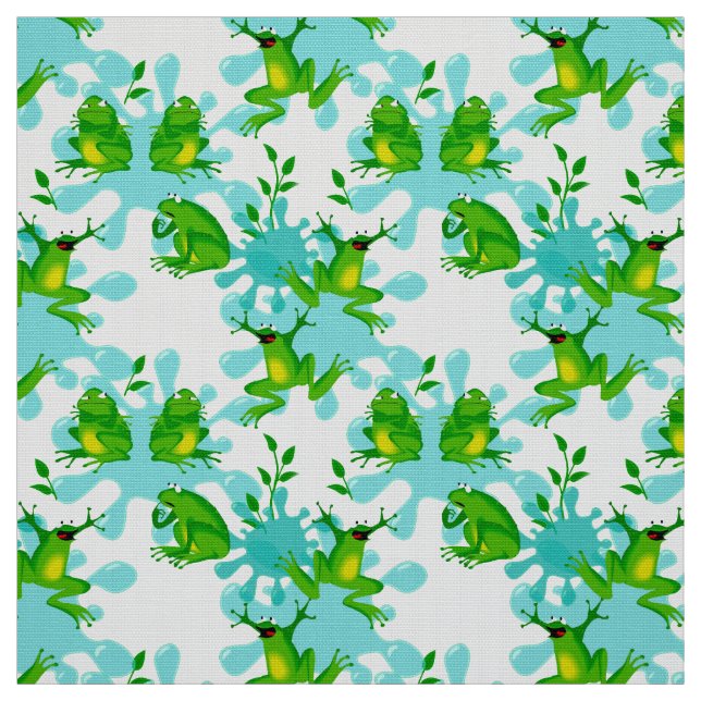 Funny Frogs Pattern Kids Fabric (Swatch)