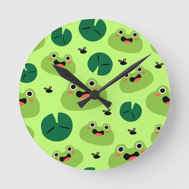 Funny frogs round clock (Front)