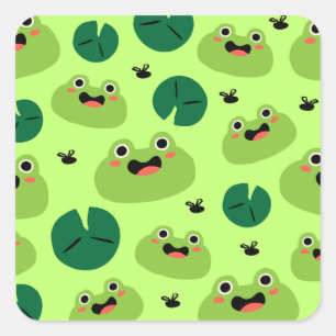 Funny frogs square sticker