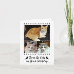 Funny From Cat Dog Pet 3 Photo Script Birthday Card<br><div class="desc">Give this Birthday Day card to the cat moms, cat dads, and cat lovers in your life, featuring three photos of your cats on a white background on the cover, as well as the script text: From the Cats on Your Birthday, decorated with tiny paw prints and kitty silhouettes in...</div>