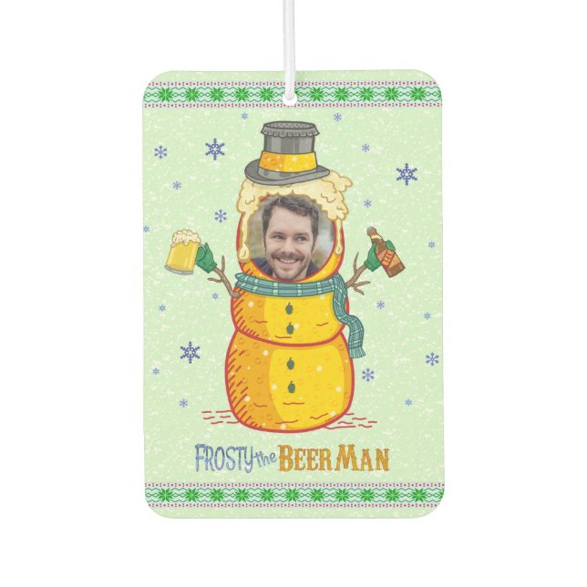 Funny Frosty Beer Man Humour Custom Photo Christma Car Air Freshener (Front)