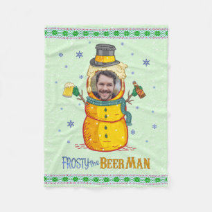 Funny Frosty Beer Man Humour Custom Photo Christma Fleece Blanket