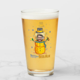 Funny Frosty Beer Man Humour Custom Photo Christma Glass