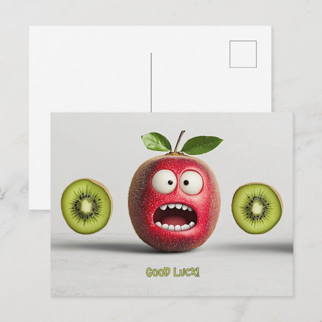 Funny Fruit Face Good Luck Postcard (Front/Back)