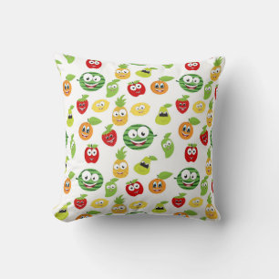 Funny Fruit Gums With Faces Pattern Cushion