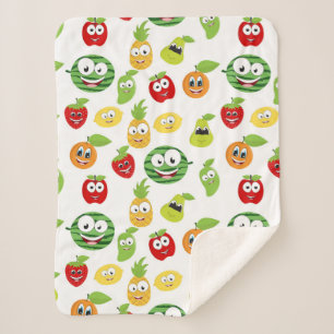 Funny Fruit Gums With Faces Pattern Sherpa Blanket