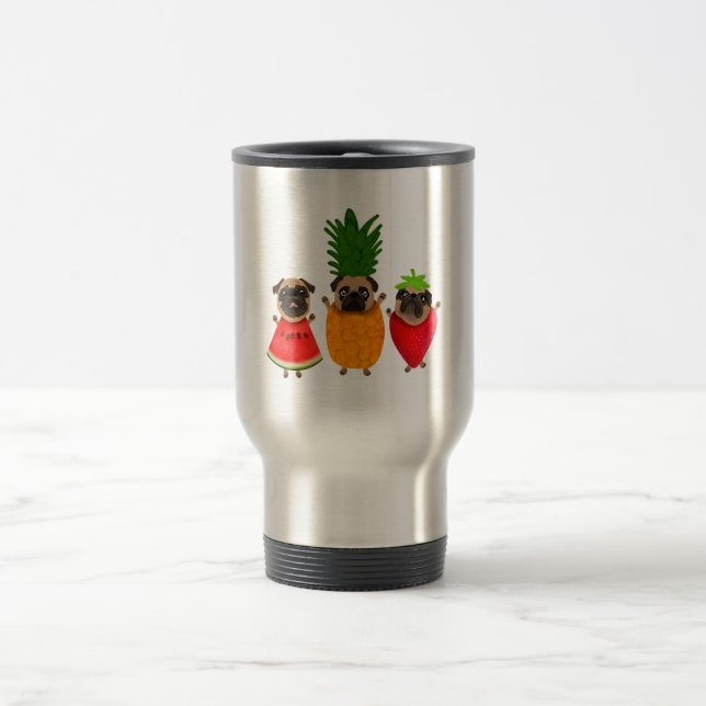 Funny Fruit Pug Cute Dog Gift | Pet Lover  Travel Mug (Center)
