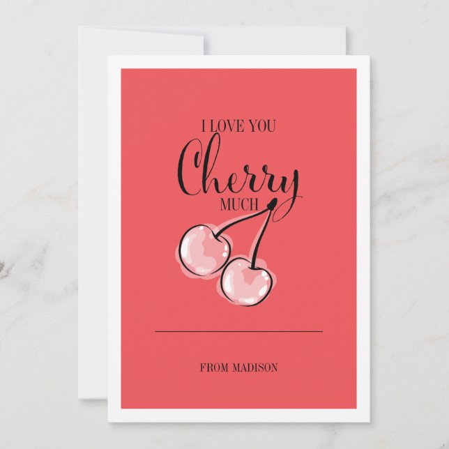 Funny Fruit Pun Cherry Valentine Card (Front)