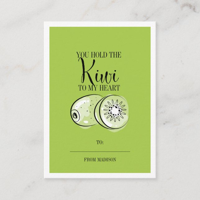 Funny Fruit Pun Kiwi Classroom Valentine Card (Front)