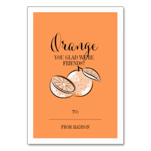 Funny Fruit Pun Orange Classroom Valentine Card