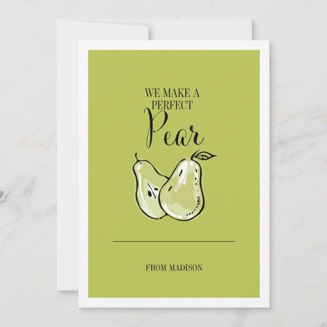 Funny Fruit Pun Perfect Pear Valentine Card (Front)