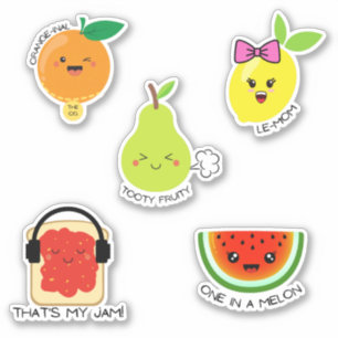 Funny fruit pun sticker sheet for laptop 