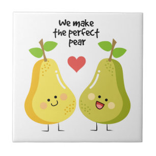Funny fruit pun we make the perfect pear ceramic tile