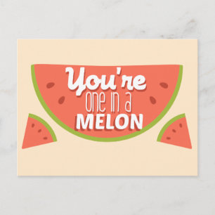 Funny fruit pun you're one in a million (melon) postcard