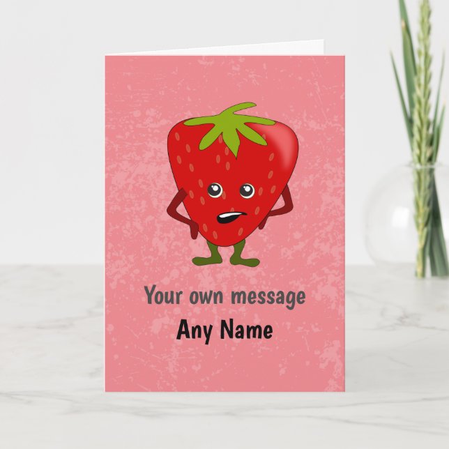 Funny Fruit - Unimpressed Strawberry Pink Custom Card (Front)
