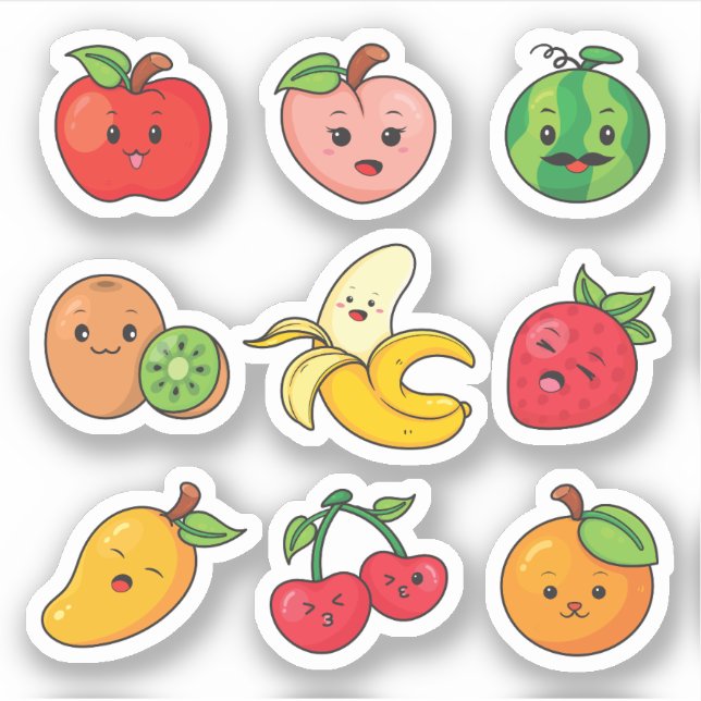 Funny Fruits Chibi Cartoon Style (Front)