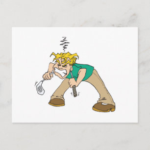 funny frustrated golfer postcard
