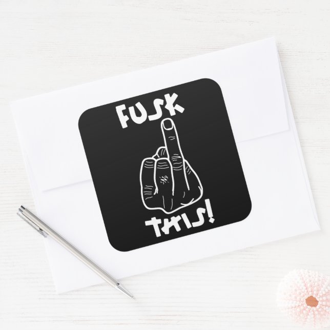 Funny frustration expression (fake f-bomb) v1 square sticker (Envelope)