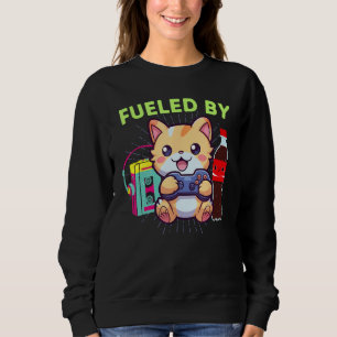 Funny Fuelled By Gamer Cat Soda Pop & The 80s Sweatshirt