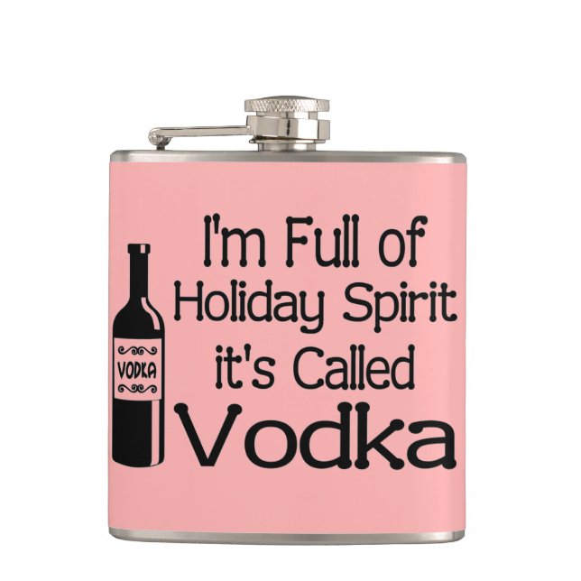 Funny Full of Christmas Holiday Vodka Spirit Hip Flask (Front)