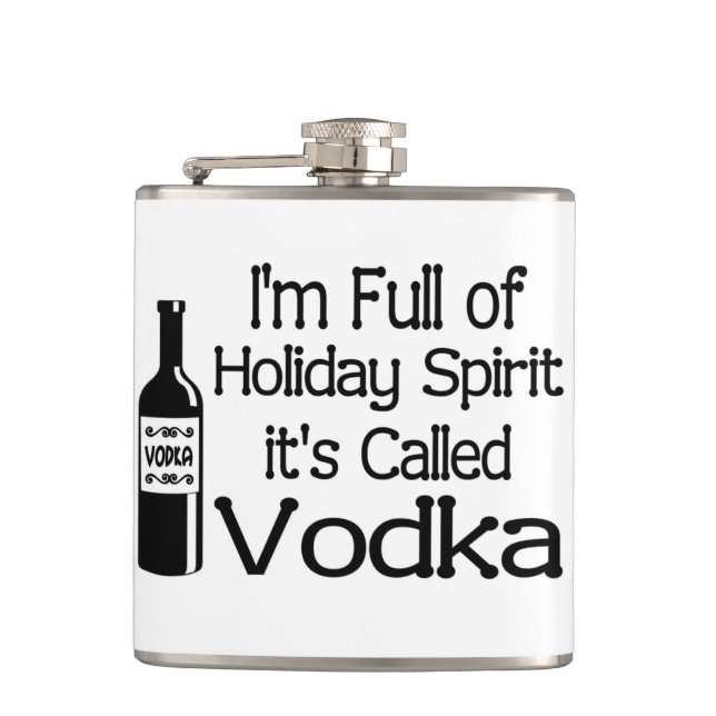 Funny Full of Christmas Holiday Vodka Spirit Hip Flask (Front)