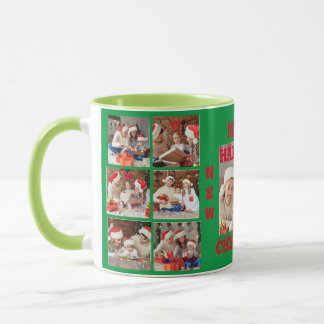 FUNNY FULL PHOTO COLLAGE MERRY CHRISTMAS 2 GREEN  MUG