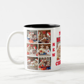 FUNNY FULL PHOTO COLLAGE MERRY CHRISTMAS TWO TONE Two-Tone COFFEE MUG