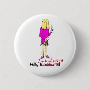 Funny Fully Vaccinated Cartoon Female 6 Cm Round B 6 Cm Round Badge