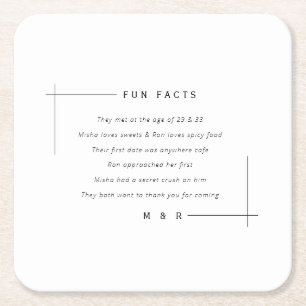 Funny, fun facts minimalist wedding  square paper coaster