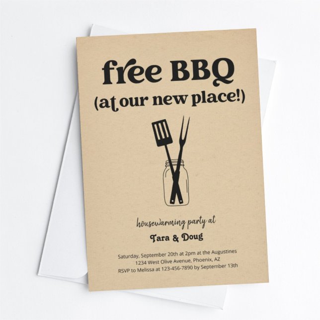 Funny Fun Free BBQ Housewarming Party Invitation (Creator Uploaded)